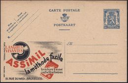 BELGIEN 1941 50 C. Reklame-P Löwe, Blau: LANGUES/VIVANTES/ASSiMiL.. (Sprachschallplatte, Lehrbuch) = Unter Deutscher Bes - Sonstige & Ohne Zuordnung