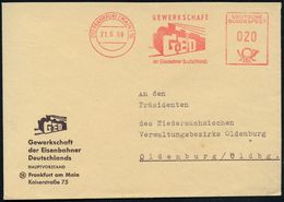 (16) FRANKFURT (MAIN) 16/ GEWERKSCHAFT/ GdED/ Der Eisenbahner Deutschlands 1959 (21.5.) AFS = Gewerkschafts-Logo Dampflo - Treni