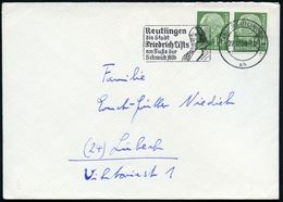 (14b) REUTLINGEN 1/ Ah/ Die Stadt/ Friedrich Lists.. 1959 (10.1.) MWSt = Brustbild Friedr. List = Eisenbahn-Reformer, Kl - Treinen