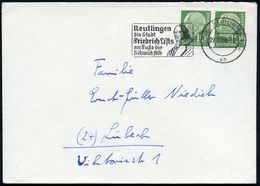 (14b) REUTLINGEN 1/ Ah/ Die Stadt/ Friedrich Lists.. 1959 (10.1.) MWSt = Brustbild Friedr. List = Eisenbahn-Reformer, Kl - Trenes