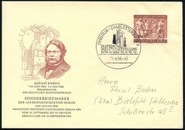 BERLIN 1954 (25.9.) 20 Pf. "100. Todestag A. Borsig", EF (= Beuth-Denkmal) + ET-SSt.: (1) BERLIN-CHARLOTTENBG. 9 (Indust - Eisenbahnen