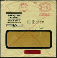 BERLIN SW/ 61/ ORENSTEIN & KOPPEL/ AG 1935 (25.2.) AFS 052 Pf., Firmen-Bf. Mit Firmen-Logo , Gegr. Von Benno Oren-stein  - Treni