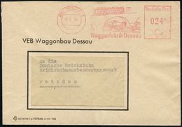 (19b) DESSAU 1/ Waggonfabrik Dessau 1954 (10.6.) Dekorativer AFS = Diesel-Triebwagen, Kessel-Waggons, Bahn-Viadukt , Kla - Treni