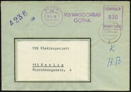 58 GOTHA/ VEB WAGGONBAU/ GOTHA/ ZKD 1968 (29.5.) Lila ZKD-AFS + 2K: GOTHA 1/b + Viol. Paginier-1L: 4236, ZKD-Fern-Bf., W - Treni