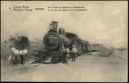 BELGISCH-KONGO 1922 (5.9.) 5 C. BiP Palme, Hellgrün: Katanga, Bahnlinie Sakania - Elisabethville = Dampflok + Div. Waggo - Trenes