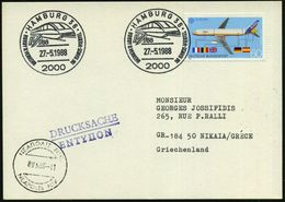 2000 HAMBURG 36/ IVA/ HOBBY U.VERKEHR.. 1988 (27.5.) SSt = Magnet-Schwebebahn , 2x Klar Gest. Ausl.-Karte - Mollusken, W - Treni