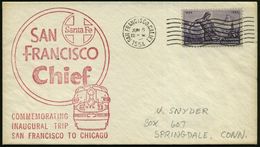 U.S.A. 1954 (6.6.) Roter HdN: Santa Fe/SAN/FRANCISCO/Chief/..INAUGURAL TRIP/S.FRANCISCO TO CHICAGO CHICAGO (= Diesel-Lok - Treni