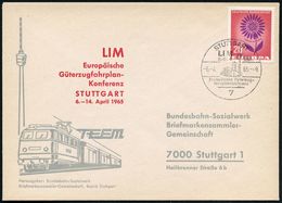 7 STUTTGART/ LIM/ Europ.Güterzug-/ Fahrplankonferenz 1965 (6.4.) SSt = Hauptbahnhof (u. TV-Turm) Klar Gest. LIM-SU. (Bo. - Treni