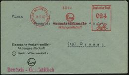 BERLIN-WILMERSDORF 1/ Eva/ Eisenbahn-Verkehrsmittel-/ AG 1948 (14.5.) AFS (Logo) Motivgl. Firmen-Bf. (Dü.E-20BAh) - Wal  - Treinen