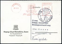 (22) ESSEN 1/ HAPAG/ LLOYD/ REISEBÜRO/ Für Alle Reisen 1961 (7.8.) AFS (Logo) Auf Motivgl. Firmen-Kt. Mit Rs. Text über  - Treinen