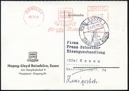 (22) ESSEN 1/ HAPAG/ LLOYD/ REISEBÜRO/ Für Alle Reisen 1961 (7.8.) AFS (Logo) Auf Motivgl. Firmen-Kt. Mit Rs. Text über  - Treni