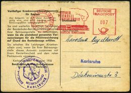 (17a) KARLSRUHE (BADEN)/ SICHER/ SCHNELL/ ZUVERLÄSSIG/ DEUTSCHE BUNDESBAHN 1956 (3.8.) AFS 007 Pf. = Dampflok Mit Tender - Eisenbahnen