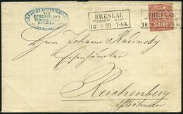 BRESLAU/ OBERSCHL.BAHNH.#(OF)# 1868 (16.10.) Preuss. Ra.3, Kleine Type Mit Jahreszahl Auf EF 1 Gr. NDP 2x Auf Firmen-Fer - Eisenbahnen