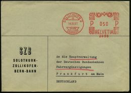 SCHWEIZ 1961 (14.9.) AFS.: SOLOTHURN 2/2698/ B A H N H O F /2698 = Solothurn-Zollikofen-Bern-Bahn , Rs. Roter, Amtl. Hin - Treni