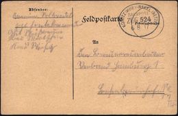 KONITZ (WPR)-NAKEL(NETZE)/ BAHNPOST/ ZUG/  524 1917 (6.8.) Bahn-Oval + Hs. Abs. , Klar Gest. Feldpost-Kt. - Vögel / Bird - Treinen