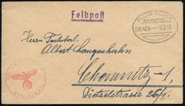 SILLAN-VILLACH/ BAHNPOST/ ZUG 423--- #bzw.# ZUG 423 / / /  1943 (Febr.) 2 Verschiedene Bahn-Oval Mit Segment (1x Nicht G - Treni