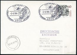 4600 DORTMUND 1/ Eröffnung Stadtbahn U. S-Bahn 1984 (2.6.) SSt = Straßenbahn , Klar Gest. Ausl.-Karte (Bo.255) - Taube / - Tram