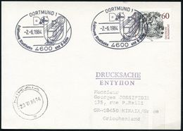 4600 DORTMUND 1/ Eröffnung Stadtbahn U. S-Bahn 1984 (2.6.) SSt = Straßenbahn , Klar Gest. Ausl.-Karte (Bo.255) - Taube / - Tramways