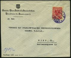 ÖSTERREICH 1920 (Okt.) Kommunal-Bf.: Wien Städtische Strassenbahn (Wappen, Vordruck Von 1917) Orts--Bf. (Mi.312 EF) - Se - Strassenbahnen