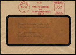 BERLIN SW/ 11/ Betriebskrankenkasse/ D./ Berliner Verkehrs-Betriebe/ (BVG) 1944 (9.2.) Seltener AFS Aus Der Kriegszeit , - Trains