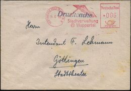(22a) WUPPERTAL-BARMEN 1/ Stadtverwaltung 1948 (24.6.) AFS = Schwebebahn , (Bf. Schwach Fleckig, Rs. Fehlt Klappe) Klar  - Treni
