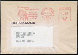 56 WUPPERTAL-BARMEN1/ Wuppertaler/ Stadtwerke AG.. 1966 (23.5.) AFS = Schwebebahn , Rs. Abs.-Vordr., Kommunaler Fern-Bf. - Treni