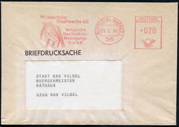 56 WUPPERTAL-BARMEN1/ Wuppertaler/ Stadtwerke AG.. 1966 (23.5.) AFS = Schwebebahn , Rs. Abs.-Vordr., Kommunaler Fern-Bf. - Trenes