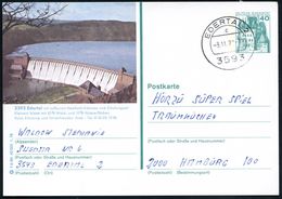 3593 EDERTAL 1/ C 1978 (3.11.) 1K Auf Ortsgleicher 40 Pf. BiP Burgen, Grün: Edersee-Talsperre , Bedarf!, Seltene Kombina - Eau
