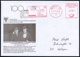 1 BERLIN 30/ 100 JAHRE/ STROM/ FÜR/ BERLIN/ BEWAG.. 1984 (8.5.) Jubil.-AFS Auf Jubil.-SU: Rathenau - Thomas Edison  - Zo - Elettricità