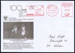 1 BERLIN 30/ 100 JAHRE/ STROM/ FÜR/ BERLIN/ BEWAG.. 1984 (8.5.) Jubil.-AFS Auf Jubil.-SU: Rathenau - Thomas Edison  - Zo - Electricidad