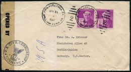 U.S.A. 1947 (22.4.) 3 C. "100. Geburtstag Th. A. Edison", Reine MeF: Paar + 1K-Killer: PHILADELPHIA. PA. + Eingangs-Zens - Electricité