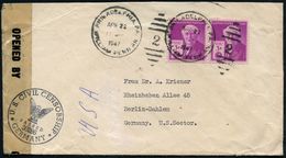 U.S.A. 1947 (22.4.) 3 C. "100. Geburtstag Th. A. Edison", Reine MeF: Paar + 1K-Killer: PHILADELPHIA. PA. + Eingangs-Zens - Elektrizität