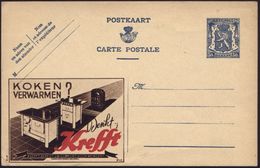 BELGIEN 1941 50 C. Reklame-P Löwe, Blau: KOKEN?/VERWARMEN?/Denkt../Krefft = Kohle- U. Elektro-Herd, Kohleofen) Ungebr. ( - Elektrizität