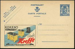 BELGIEN 1941 50 C. Reklame-P, Wappen-Löwe, Blau: CUISINE/CHAUFFAGE ?/..Krefft (Kohle- U. Elektro-Herd, Kohle-Ofen) Ungeb - Elektrizität