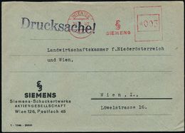 ÖSTERREICH 1947 (31.1.) Aptierter AFS "Reichsadler" = Alte Inschrift "Deutsche Reichspost" Entfernt: WIEN 126/SIEMENS (M - Elektriciteit