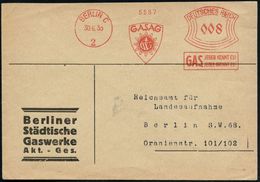 BERLIN C/ 2/ GASAG/ JEDER KENNT ES!/ JEDER BRENNT ES! 1933 (30.6.) Dekorat. AFS = Sternförmige Gasflammen (= Monogr.-Log - Gaz