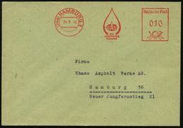 (24a) HAMBURG 1/ GAS/ DIE/ LEBENDIGE/ FLAMME 1949 (24.6.) Dekorat. AFS (Gasflamme) Rs. Abs.-Vordr., Ortsbf. (Dü.E-20CE)  - Gas