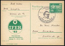 7010 LEIPZIG 1/ "Sieger Der Geschichte"/ Esperanto-Messetreffen 1983 (11.3.) SSt (Kopfbild Dimitroff ?) Auf Amtl. P 10 P - Esperanto