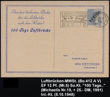 BERLIN-CHARLOTTENBG.2/ S/ LUFTBRÜCKE.. 1948 (8.10.) MWSt = Stilis. Luftbrücke , EF 12 Pf. "Schwarz" (Mi.5) Sonder-Kt.: A - Sonstige & Ohne Zuordnung