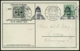 LEIPZIG/ WEIHE DES/ VÖLKERSCHLACHT-/ DENKMALS 1913 (18.10.) BdMWSt Auf Motivgl. PP 5 Pf. Germania , Grün: Völkerschlacht - Altri & Non Classificati