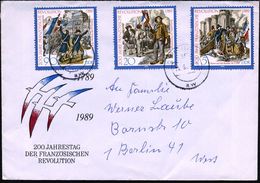 D.D.R. 1989 (11.9.) "200 Jahre Französ. Revolution", Kompl. Satz , Sauber Gest., Passender SU N. West-Berlin (Mi.3258/60 - Autres & Non Classés