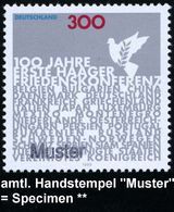 B.R.D. 1999 (Juli) 300 Pf. "100 Jahre 1. Haager Friedenskonferenz 1909" Mit Amtl. Handstempel  "M U S T E R" (Haager Lan - Other & Unclassified
