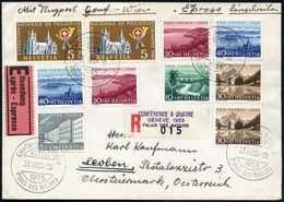 SCHWEIZ 1955 (23.8.) SSt.: GENEVE/ Conférence à Quatre/ Palais Des Nations, 4x + Provis. Sonder-RZ: CONFERENCE A QUATRE/ - Andere & Zonder Classificatie