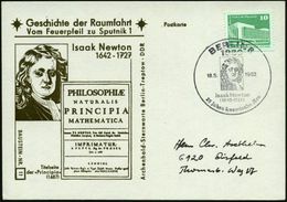 1080 BERLIN 8/ Isaak Newton/ (1642-1727) 1982 (18.5.) SSt = Newton (Brustbild) Auf Sonderkarte: PRINCIPIA MATHEMATICA  - - Autres & Non Classés