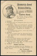 BRAUNSCHWEIG/ 1 1902 (13.1.) 1K-Gitter Auf Illustrierter Einladungskarte: Deutscher Bismarck-Bund.. Vortrag Mit 100 Ries - Autres & Non Classés