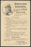 BRAUNSCHWEIG/ 1 1902 (13.1.) 1K-Gitter Auf Illustrierter Einladungskarte: Deutscher Bismarck-Bund.. Vortrag Mit 100 Ries - Sonstige & Ohne Zuordnung