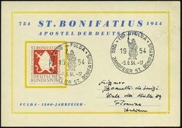 (16) FULDA/ 1200 JAHRFEIER ST.BONIFATIUS 1954 (5.6.) SSt = Bonifatius (mit Kreuz U. Bibel) EF 20 Pf. "1200 Todestag Boni - Other & Unclassified