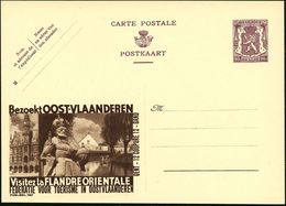 BELGIEN 1948 90 C. Reklame-P., Braunlila: ..Visitez La FLANDRE ORIENTALE.. = Karl Der Große Etc., Französ. Titel Oben, U - Other & Unclassified