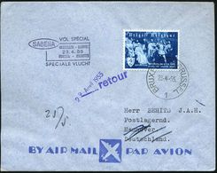 BELGIEN 1955 (23.4.) 4 Fr. Ausstellung "Karl DerV. Und Seine Zeit", EF (Gemälde V. L. Gallait) Auf Sonderflug-Bf. Sabena - Autres & Non Classés