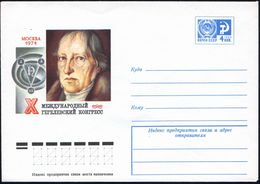 UdSSR 1974 4 Kop. U Staatswappen, Blau: "X. Internat. Hegel-Kongreß, Moskau" = Hegel-Formel, Brustbild Hegel, Ungebr. -  - Other & Unclassified